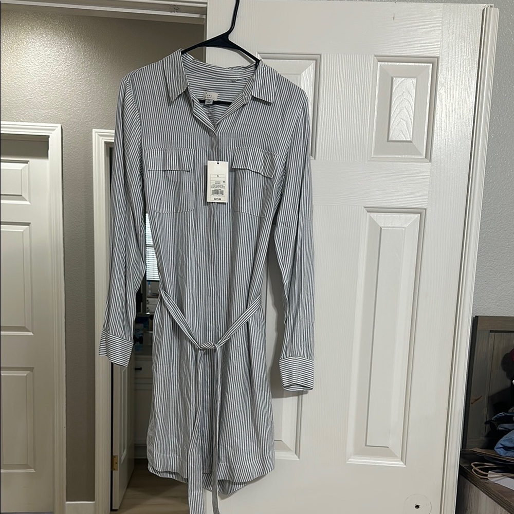 NWT Striped Long Sleeve Shirt Dress